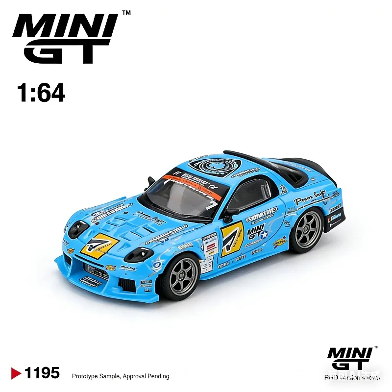 

Модель автомобиля MINI GT 1:64 Mazda RX-7 RE-Amemiya 2025 D1GP, литая имитационная модель из сплава, коллекционная игрушка для мальчиков, предмет декора.