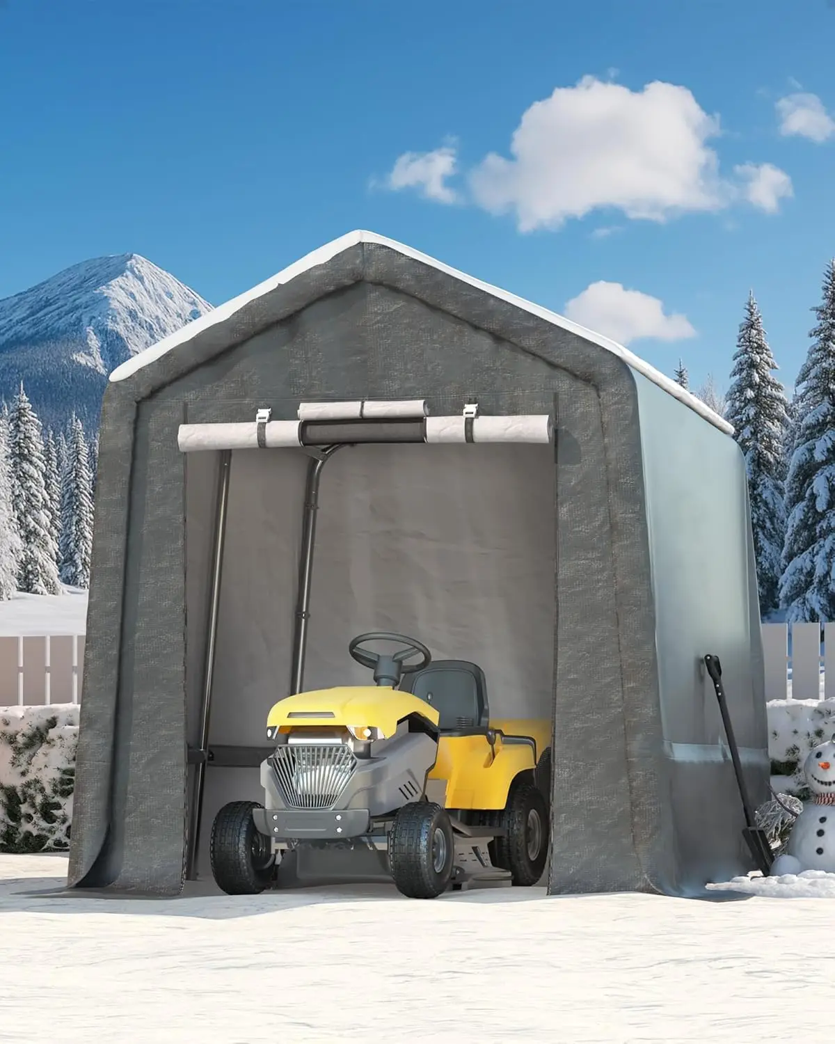 

7x10 FT Portable Carport Storage Shelter – Heavy-Duty Outdoor Storage Shed with Roll-Up Zipper Door & Vent, 240g Waterproof