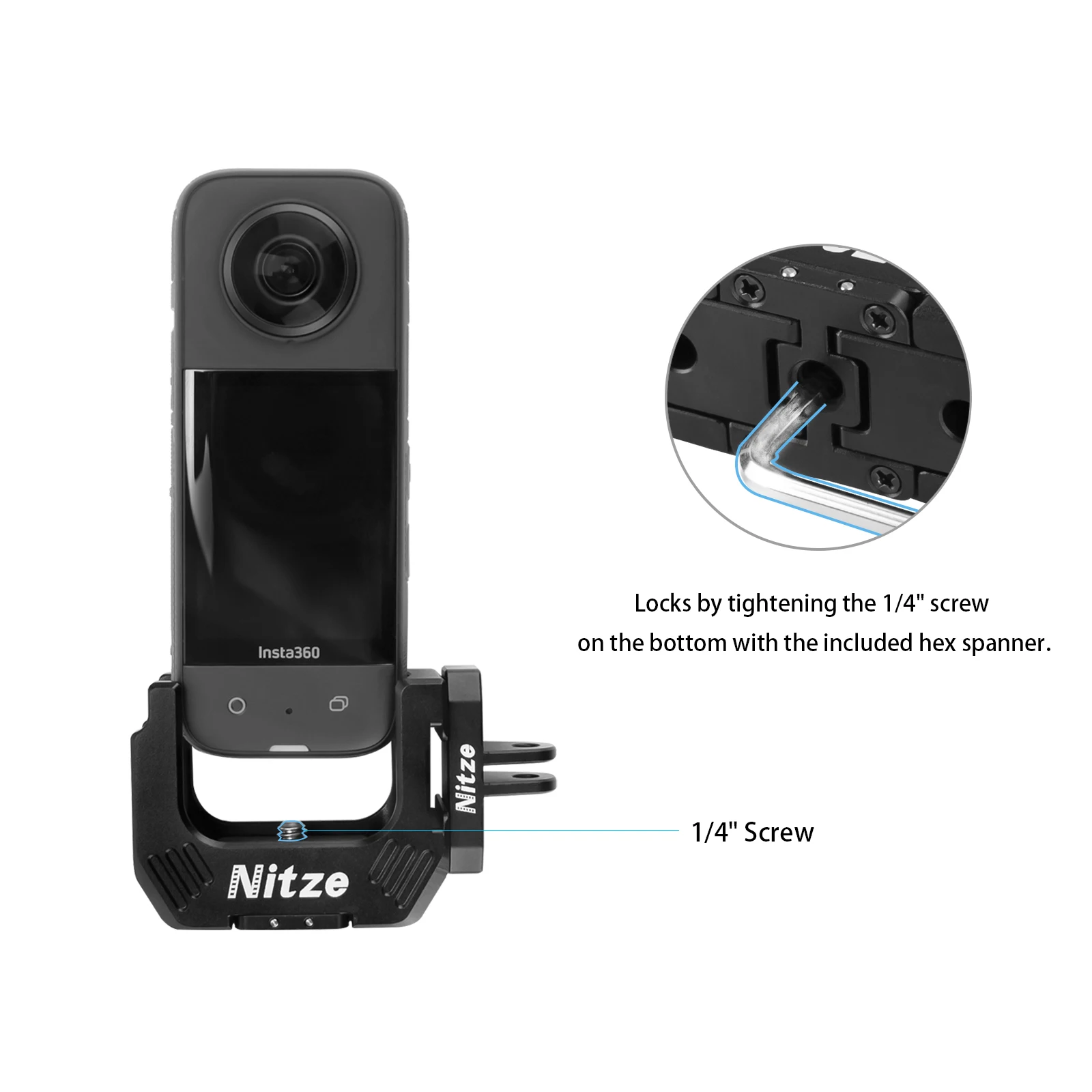 Nitze Half Cage for Insta 360 X3 with Folding Finger Adapters view 5