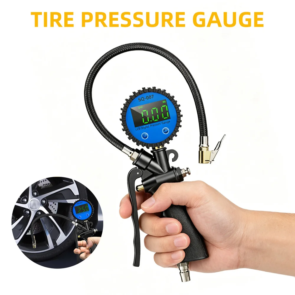 0-255 psi/0-16bar medidor de pressão dos pneus do carro tipo pistola de pressão para o ar auto motocicleta suv inflator bomba compressor reparação de pneus para