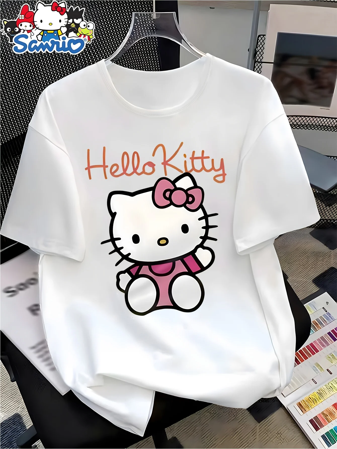 

Новая детская футболка для лета с Hello Kitty в розовом цвете, с милым бантом, удобная, модная, универсальная, 100% чистый хлопок