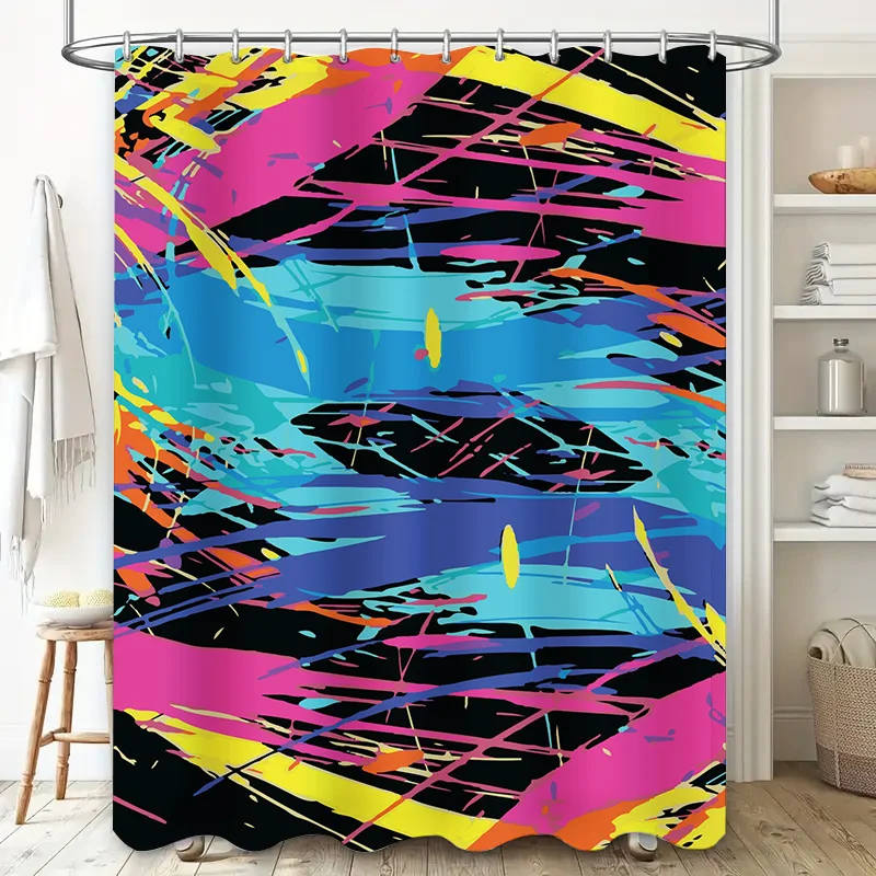 Colorful Shower Curtain with Abstract Design Perfect for Bathroom Decor (128 Characters)