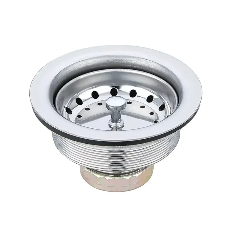 Modern Chrome Plated Kitchen Bathroom Sink Filter with Push Down Pop Up Drain for Food Residue Prevention Long Lasting