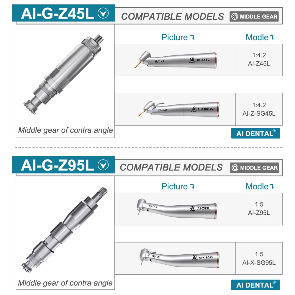 AI-G Dental Handpiece Middle Gear Transmission Shaft Replacement Spare Parts for AI Dental Hot Sell Z/X/SG Series Contra Angle