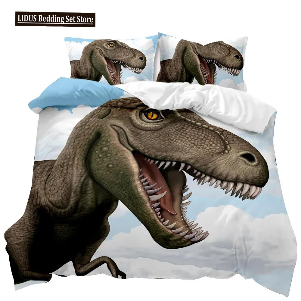 

Jurassic Dinosaur Duvet Cover Tyrannosaurus Rex Ferocious Creatures Predators Bedding Set Full Queen King Polyester Quilt Cover