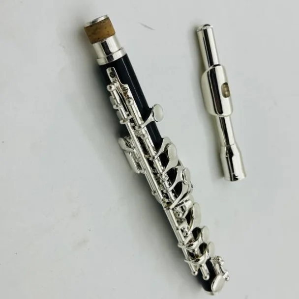 Silver Plated C Key Piccolo Ebonite Body Beginner Student Piccolo Flute for Adult Kids with Case & Cleaning Rod