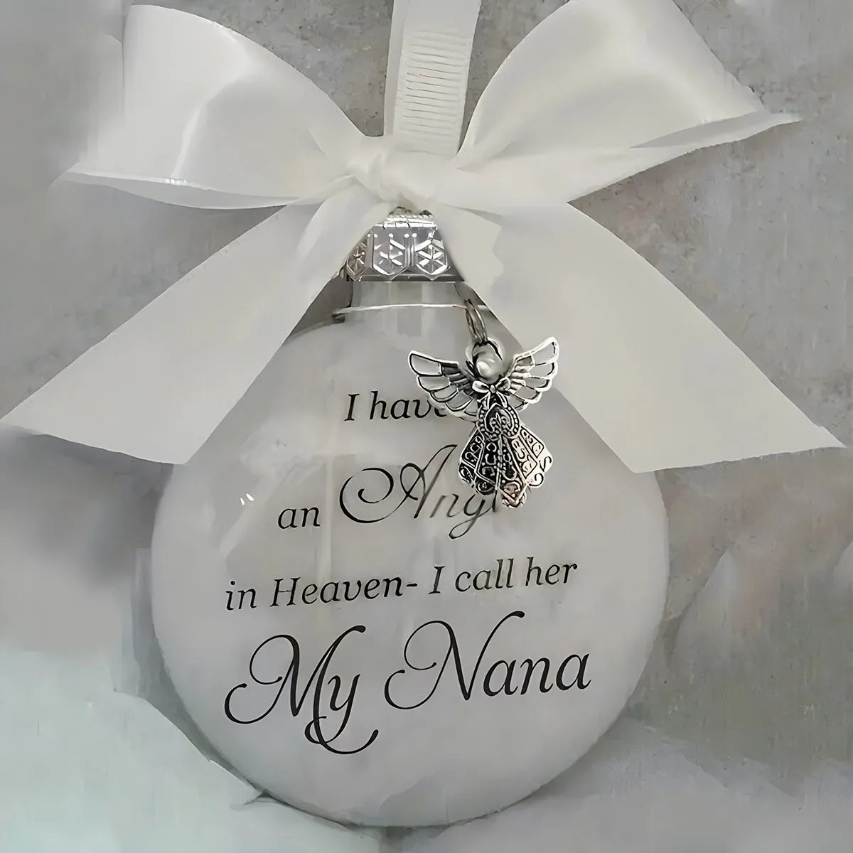 1pc Christmas Tree Decorations  White Christmas Balls Angel Ornaments I Have An Angel In Heaven Xmas Memorial Pendant Home Decor