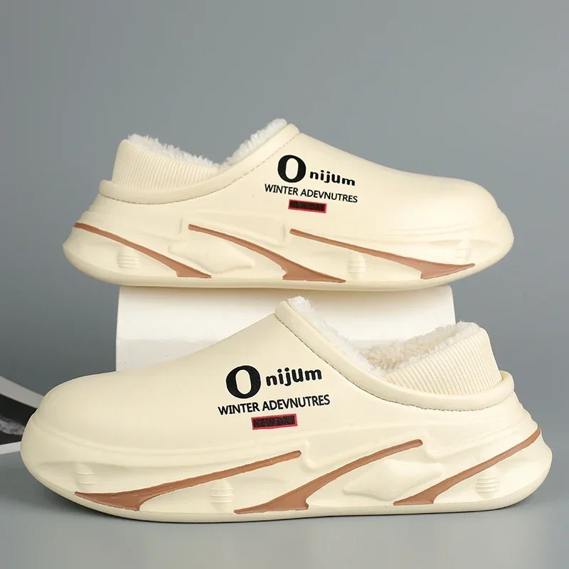 

2025 New Winter Men Slippers Cotton Keep Warm Casual Outdoor Non-slip Fashion Men's Shoes Eva Trendy All-match Couple's Slipper