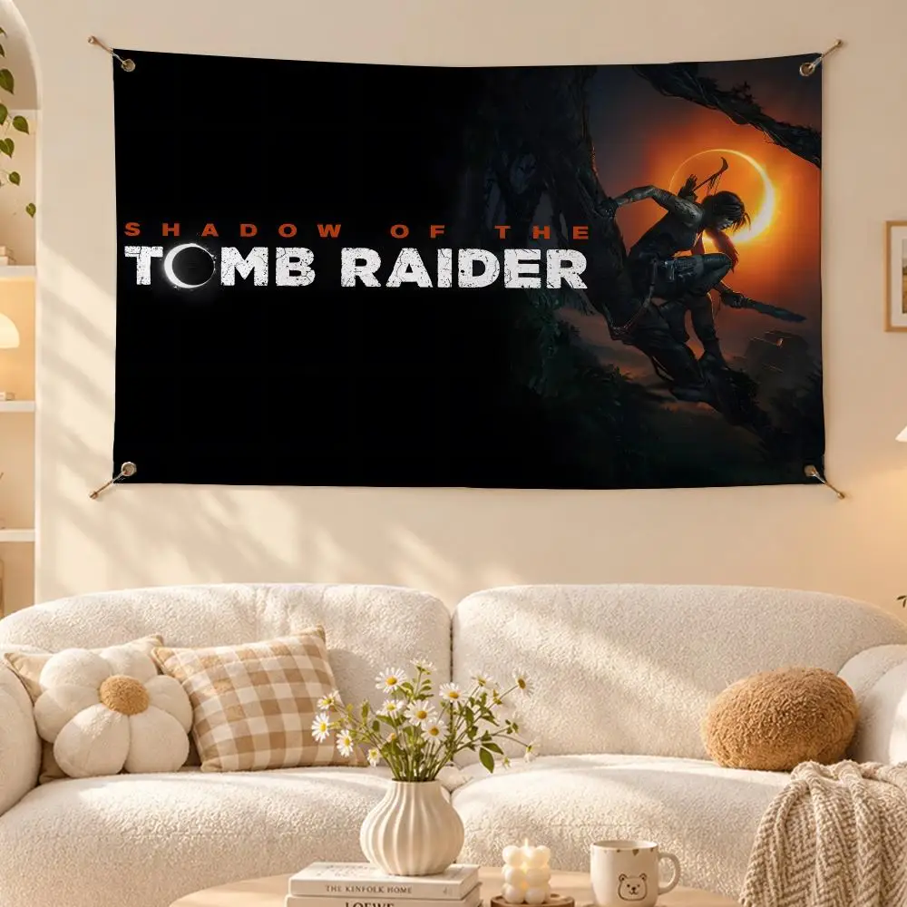 Ultimate Game Tomb Raider Flags Wall Hanging Flag Banner Living Room Bedroom Home Decor HD Fabric Aesthetic