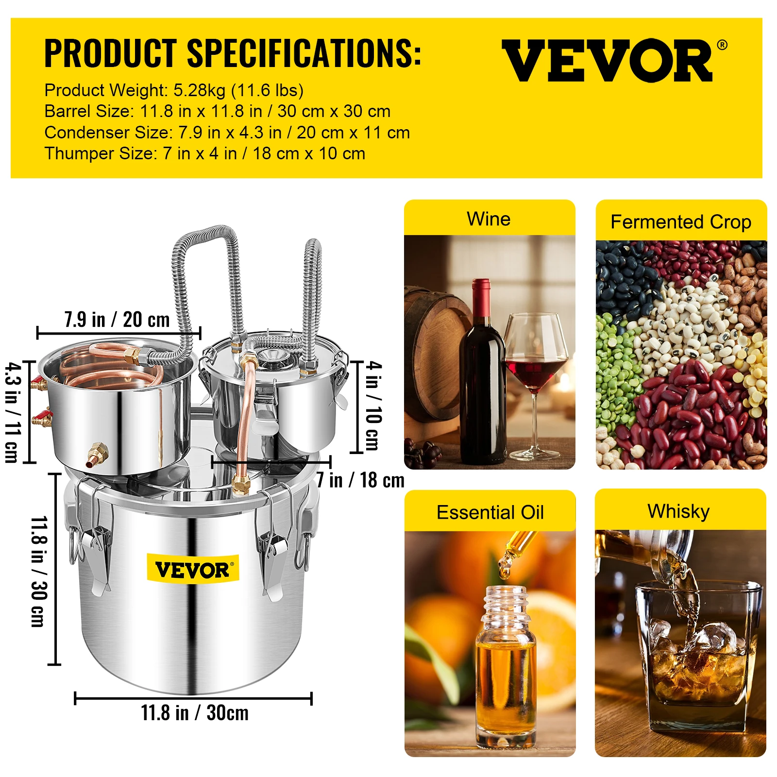 SucceBuy 12L 20L 30L 50L Alcohol Brouwen Distilleerder DIY Moonshine Apparaat Rvs Nog Whisky Bier Brandy Thuisgebruik