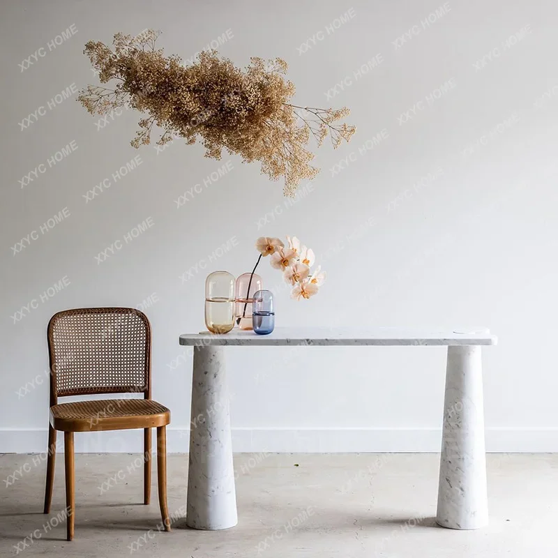 

JJNordic Simple Natural Marble Entrance Table Villa Living Room Against The Wall Display Stand