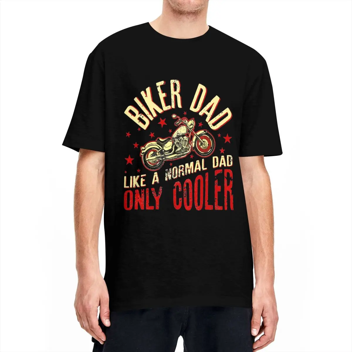 Biker Dad Like A Normal Dad Only Cooler T-Shirt Beach Fathers Day Pure Cotton Tee Shirt For Adult Short Sleeve Design Tops