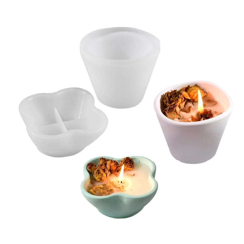 Resin Making Molds Candle Base Moulds Candle Cup Mold Craft Molds Easy Demolding Molds Silicone Texture for Candlestick