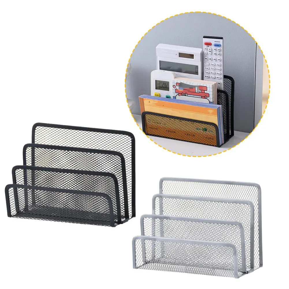 Paper Tray Iron Mesh Three-layer Letter Grid Notebook Iron Metal Organizer Holder Mesh Rust-proof Office Desk Holder Office R1D6