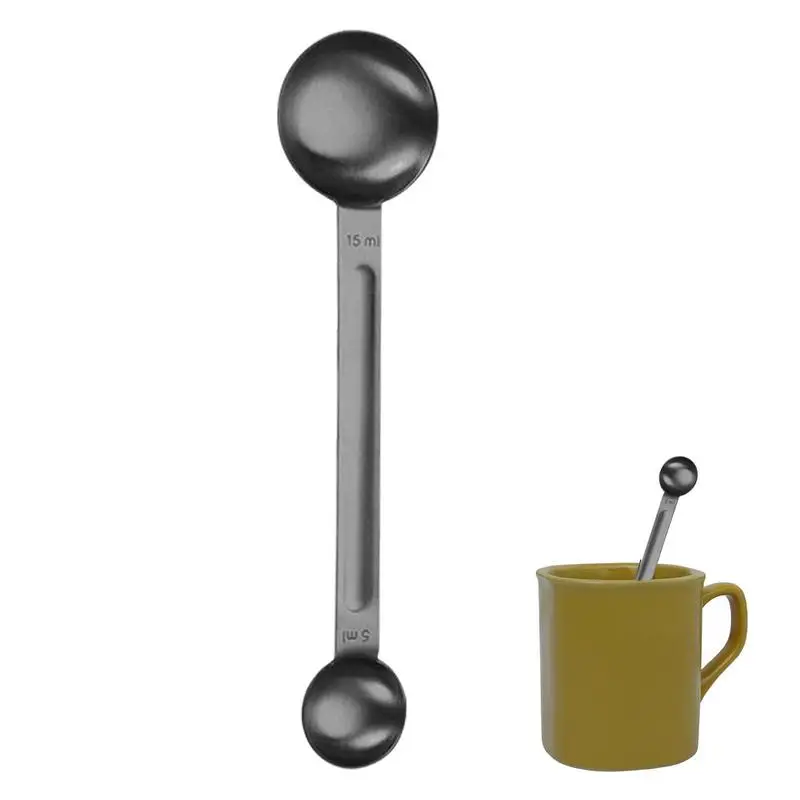 Stainless Steel Measuring Spoons with Double Head Coffee Tamping Tool for Barista Coffee Bean Kitchen Measuring