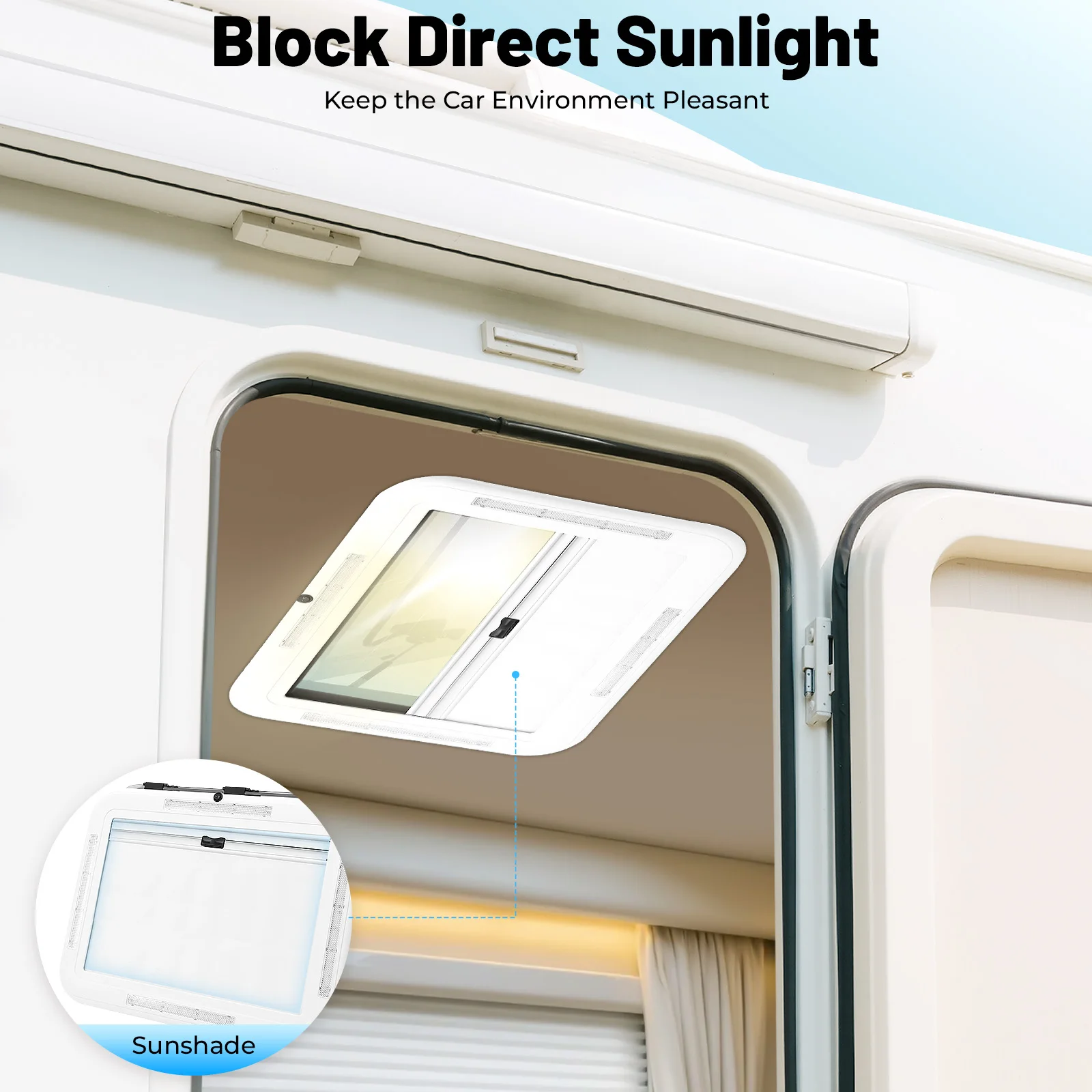 700*500 مللي متر RV LED كوة 70 °   فتح زاوية سقف متنقل تنفيس نافذة فتحة السقف العلوي تنفيس مع ضوء LED