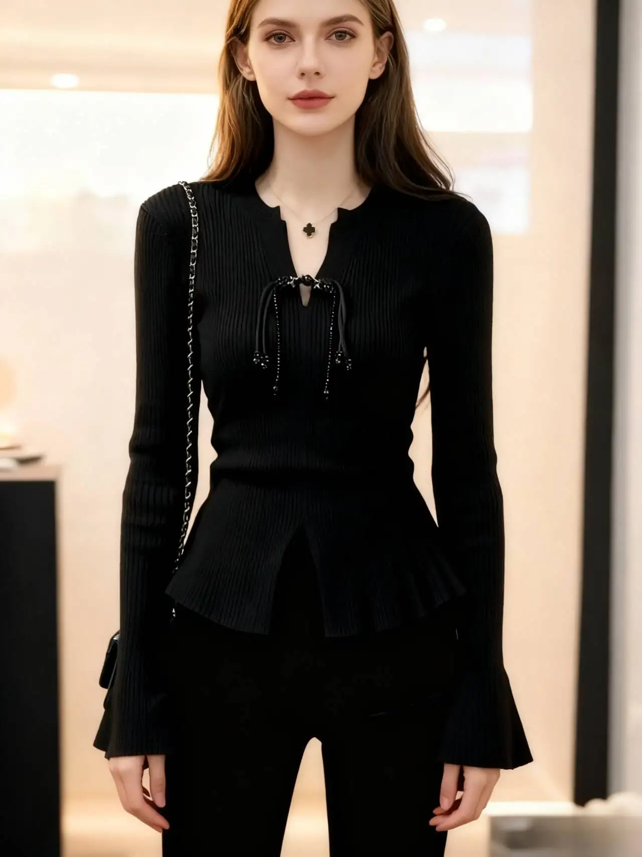 

Свитера, джемперы, пуловеры, женские кашемировые вязаные цилиндры в западном стиле, однотонные BF Y2K, деловые встречи, профессиональные, современные, теплые