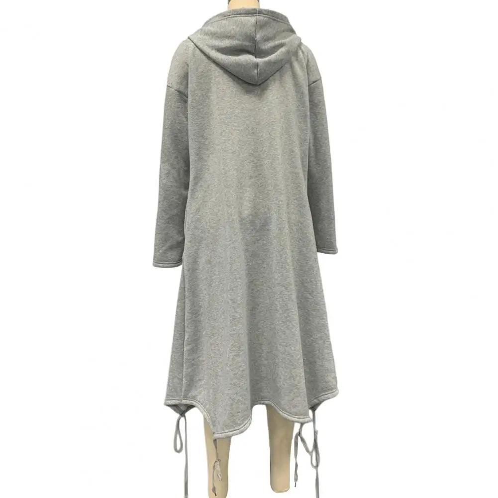 Winter Jacket Zip Front Long Coats Women’s Long Hooded Jacket for Fall Winter Oversized Zip-up Coat Solid Color Tunic Hoodie