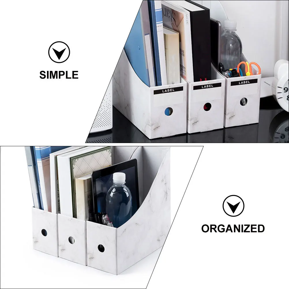 

1 set 1 Set Waterproof Marble Pattern Paper Organizer Box Vertical Desktop File Storage Rack, Document Holder, Magazine Book