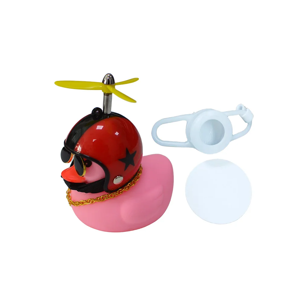 Rubber Small Yellow Duck with Helmet Car Interior Decoration Accessories Cycling Bell Kids Bike Horn Propeller Without Lights image 3