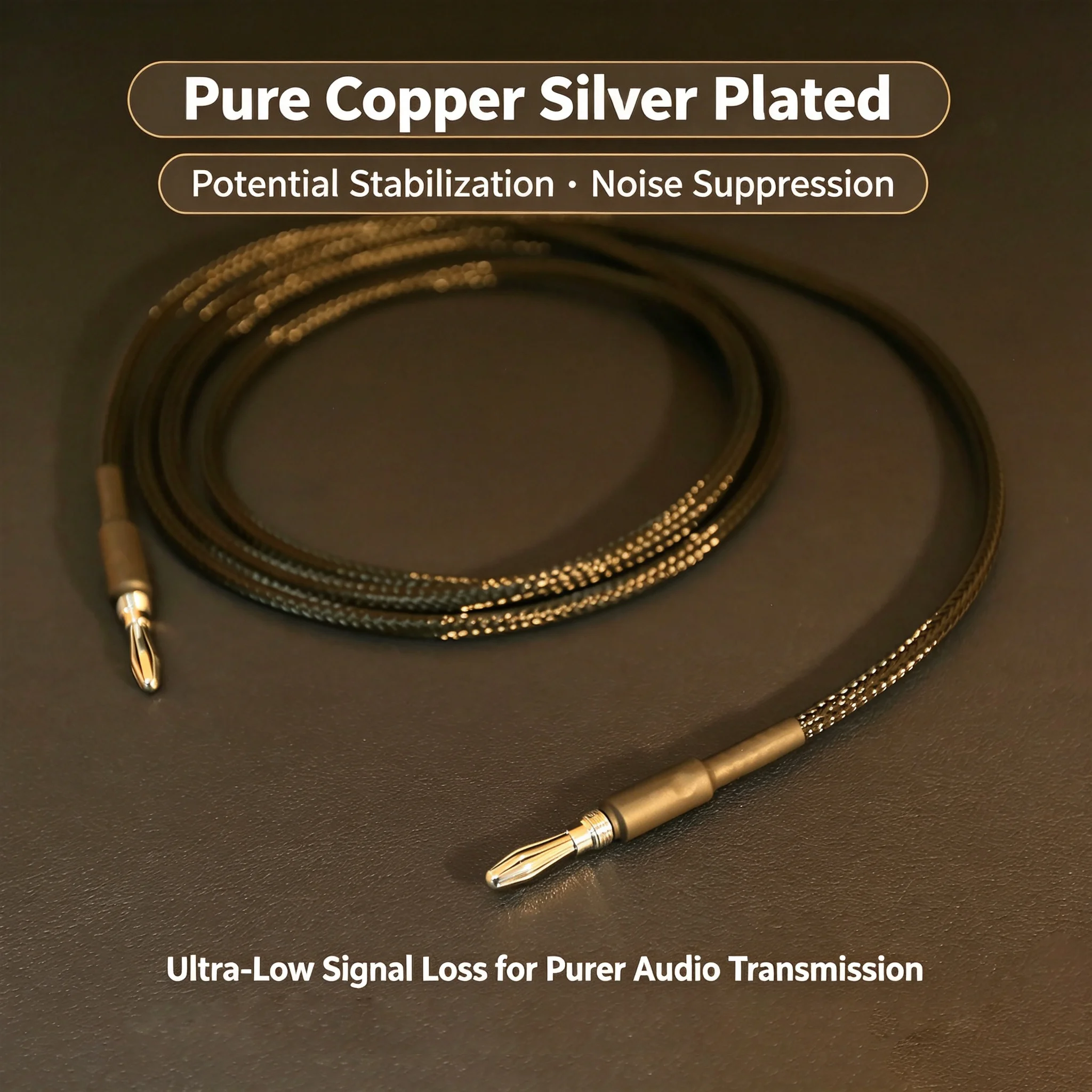 Premium Phono Cable Pure Copper Silver Plated Y Spade/Lantern Banana Plug Ground Wire for LP Vinyl Audiophile