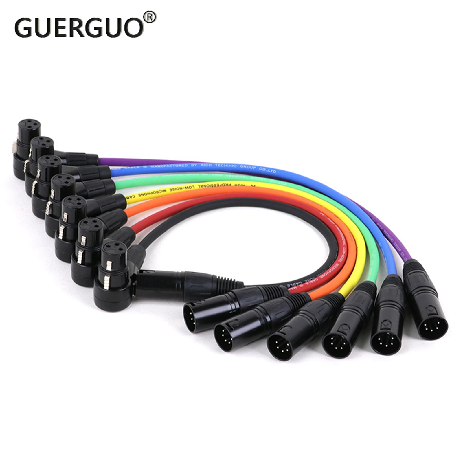 

5Pin to 3Pin XLR Cable, 3PIN 90-Degree Female to 5PIN Straight Male Balanced Colorful Cord,Right Angle XLR Cable 0.3M-15M