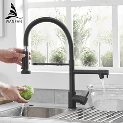 Black Pull Down Kitchen Faucet with Sprayer,Fapully Commercial Black Spring Kitchen Sink Faucet with Brushed Nickel 866038