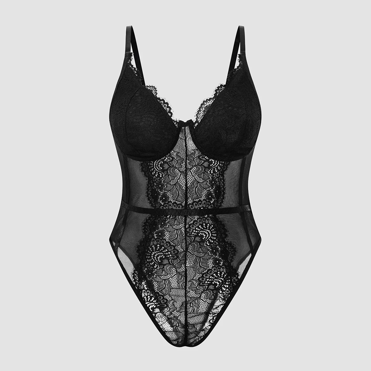 Body sexy in pizzo con nappa nera push up avvolgente ornamento fantasia body da donna sottile con apertura sul cavallo