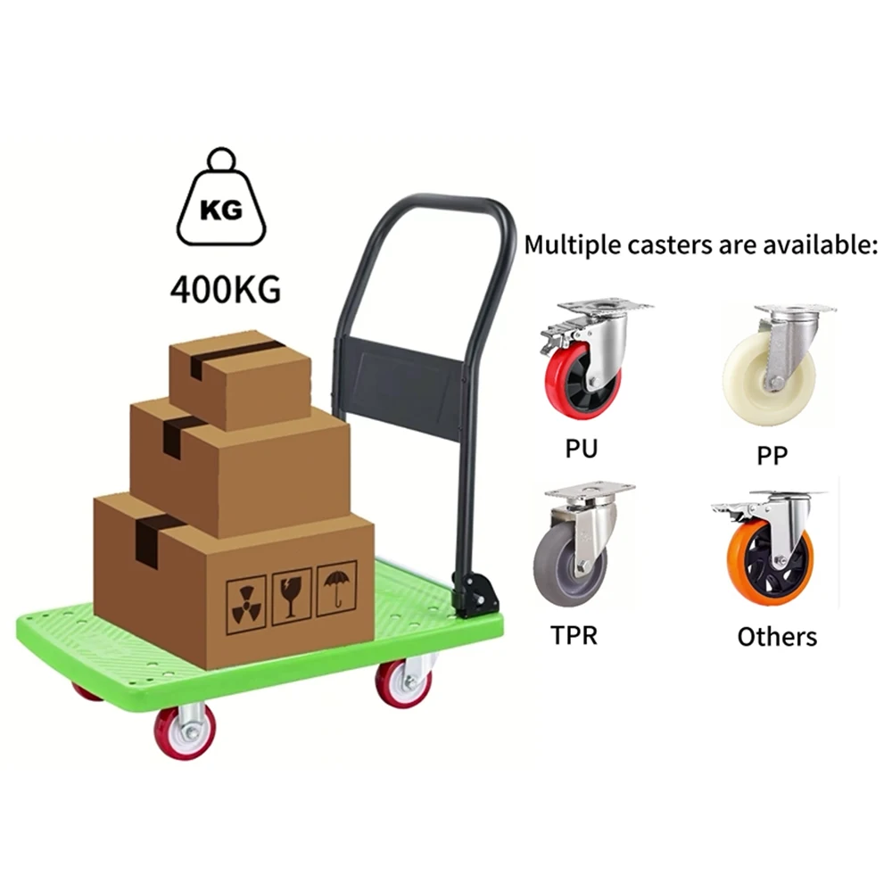 

Wholesale Platform Portable Hand Truck Store Foldable Hand Trolley 4 Wheel Grocery Trolley Cart