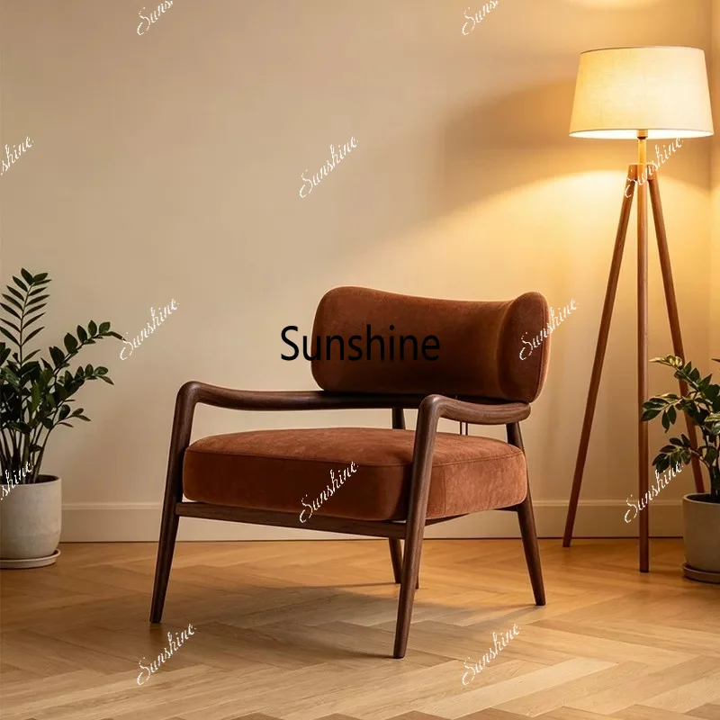 Simple solid wood armchair living room study single sofa chair negotiation reception chair