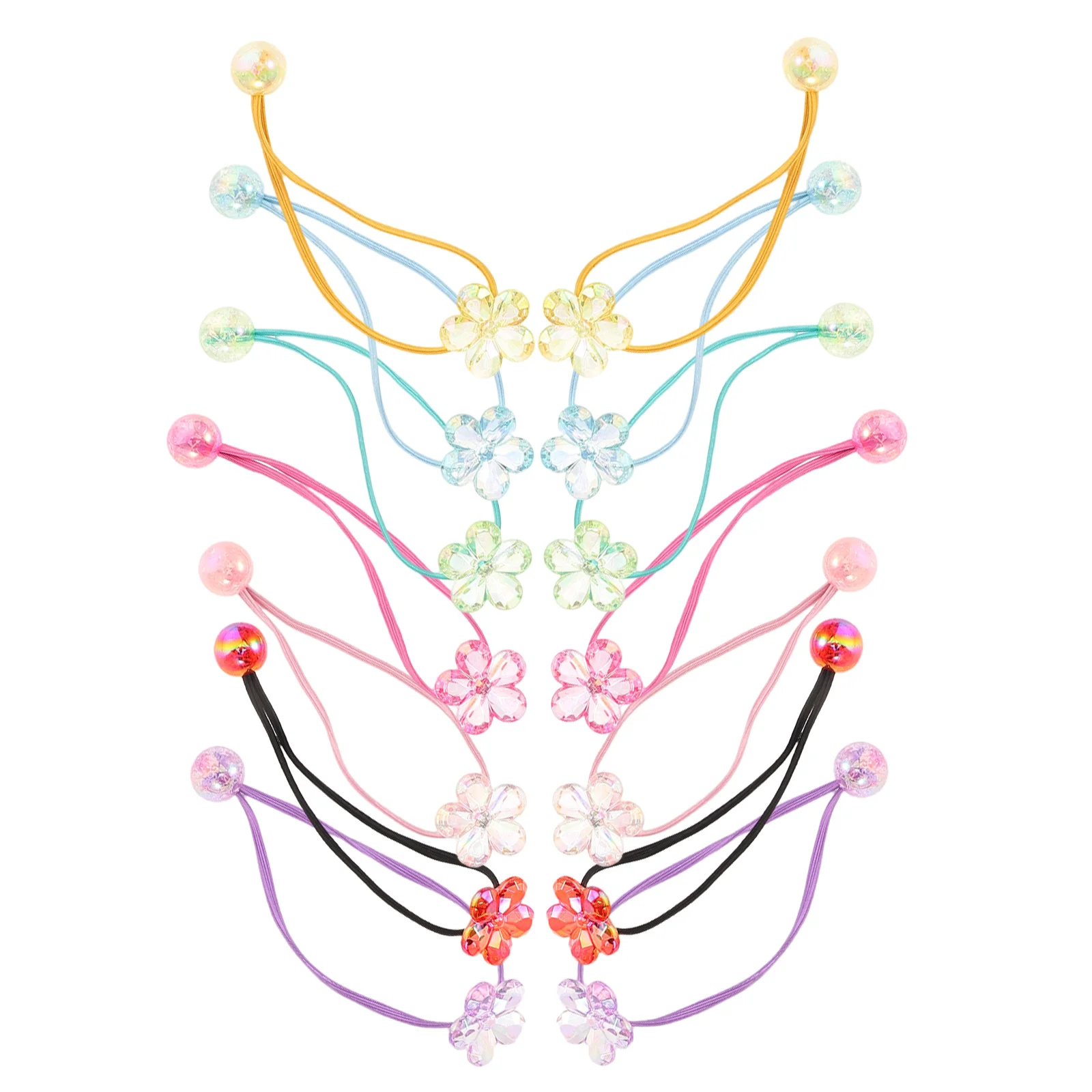 

14 pcs Children Crystal Hair Accessories Soft Floral Elastic Bands Kids Ponytail Holders Colorful Hair Ties Little Girls Toddler