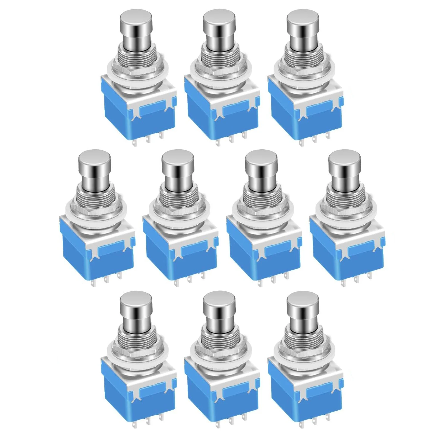 DaierTek 10PCS Guitar Effect Pedal 3PDT Footswitch 9 Pin Latching Stomp Push Button Foot Switch True Bypass Solder Lugs