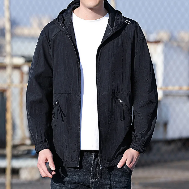 Men's summer jacket, windbreaker, outerwear, sports sunscreen, ultra-thin fishing suit