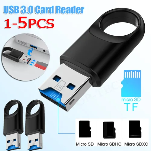 Imagen 1 del producto Adaptador de lector de tarjetas de memoria USB 3,0, alta velocidad, USB 3,0, para PC/portátil/teléfono inteligente/Grabadora de conducción