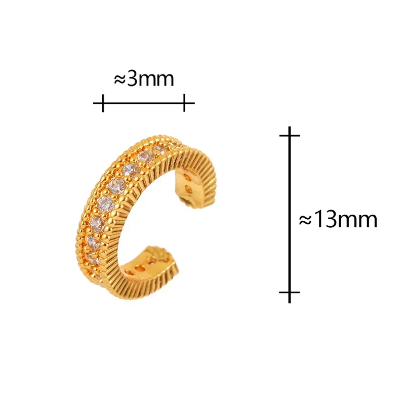

Real 925 Sterling Silver 1 Piece 18K Gold Zircon Round Clip Earring for Women Vintage Fine Jewelry Minimalist Accessories