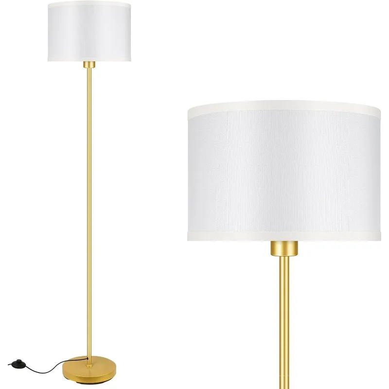 

Floor Lamps for Living Room, Modern Standing Lamp with Bulb(12W, 2700K), White Lamp Shades, Foot Switch, Simple Pole