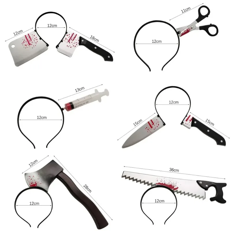

Halloween Hair Hoop Horror Blood Fake Ax Saws Knife Gothic Headband Halloween Party Masquerade Cosplay Prop Decor Accessories