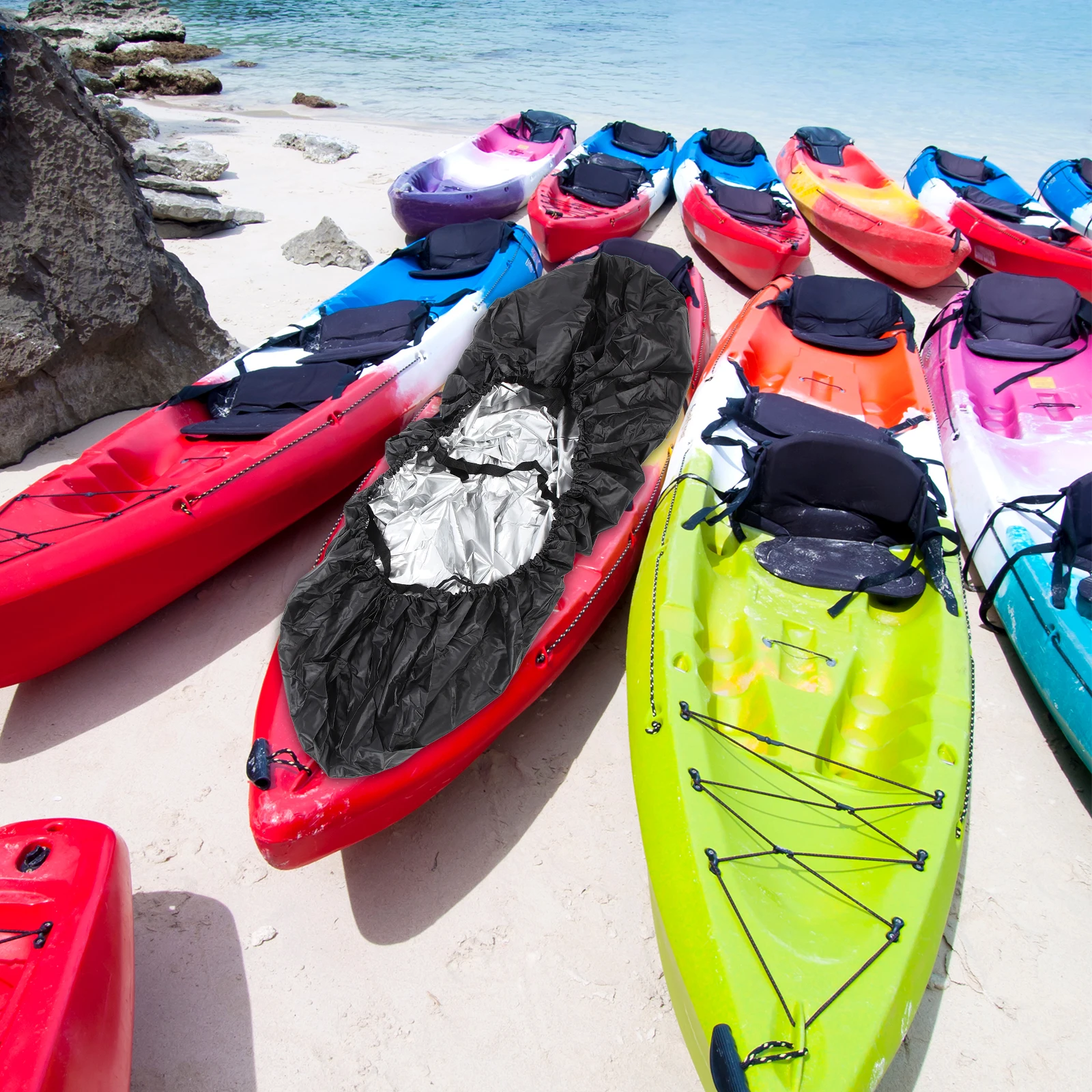 

Waterproof Kayak Cover 420D Oxford Cloth UV Sunproof Boat Protector Foldable with Storage Bag for Canoe Fishing Boats Covers