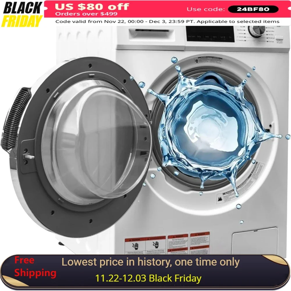 

Washing Machine, 2.7 Cu. Ft Front Load Washer Dryer in One, 16 Cycles, 24 Inch Washer & Dryer Combo