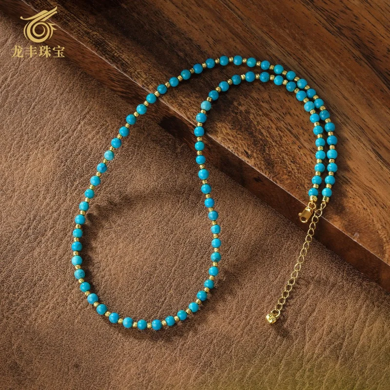 

Necklace Natural Turquoise Round Beads Elegant and Stylish Collarbone Chain
