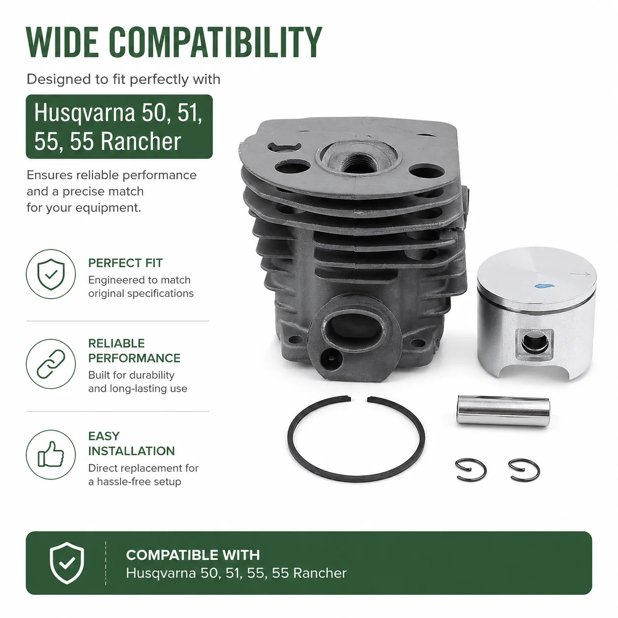 Kit de 4 juntas de colector de admisión y pistón para motosierras Husqvarna 50 51 55 OEM 503 60 91 71 503 16 16 02 501 76 18 02, piezas de reparación