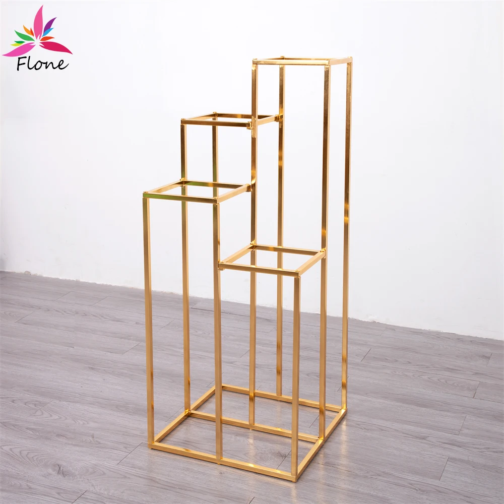 

2pcs Gold Plating Wedding Centerpieces for Tables Stand 4sizes in 1 Party Event Decor Props Centre De Table Mariage Metal Frame