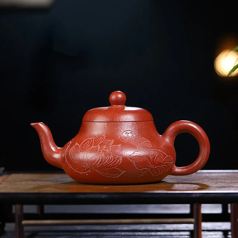 Yixing Purple Clay Pot Pure Manual Inner Push Ball Hole Inside The Mud Door Tea Set Ore Dahongpao Junde Pot Engraved