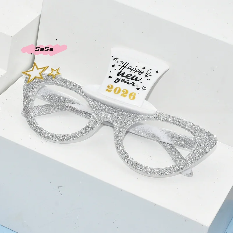 1/3/4 قطعة 2026 سنة جديدة سعيدة عدد النظارات الماس بريق النظارات الشمسية تأثيري الدعامة عيد الميلاد الطرف الديكور مضحك وهج نظارات