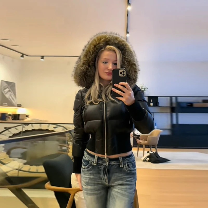 

Women's Autumn Winter Title Seam Cotton Jacket Faux Fur Collar Long Sleeve Coat Slim Waist Detachable Coat 2025 New Lady Coats