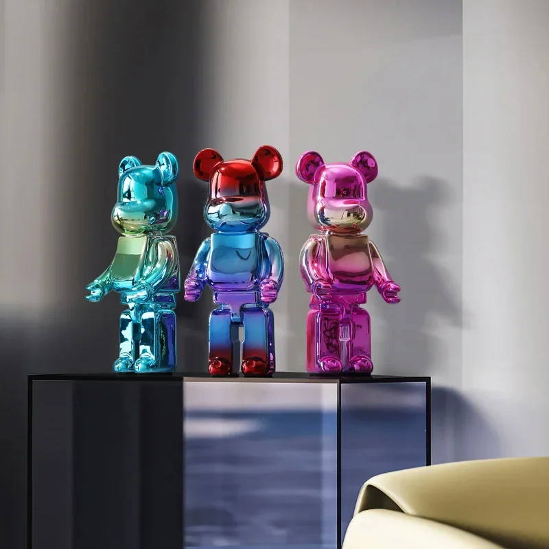 

26CM 400%Bearbrick Creative Electroplating Violent Bear Sculpture Figurines for Interior Home Decor Living Room Decoration Gift