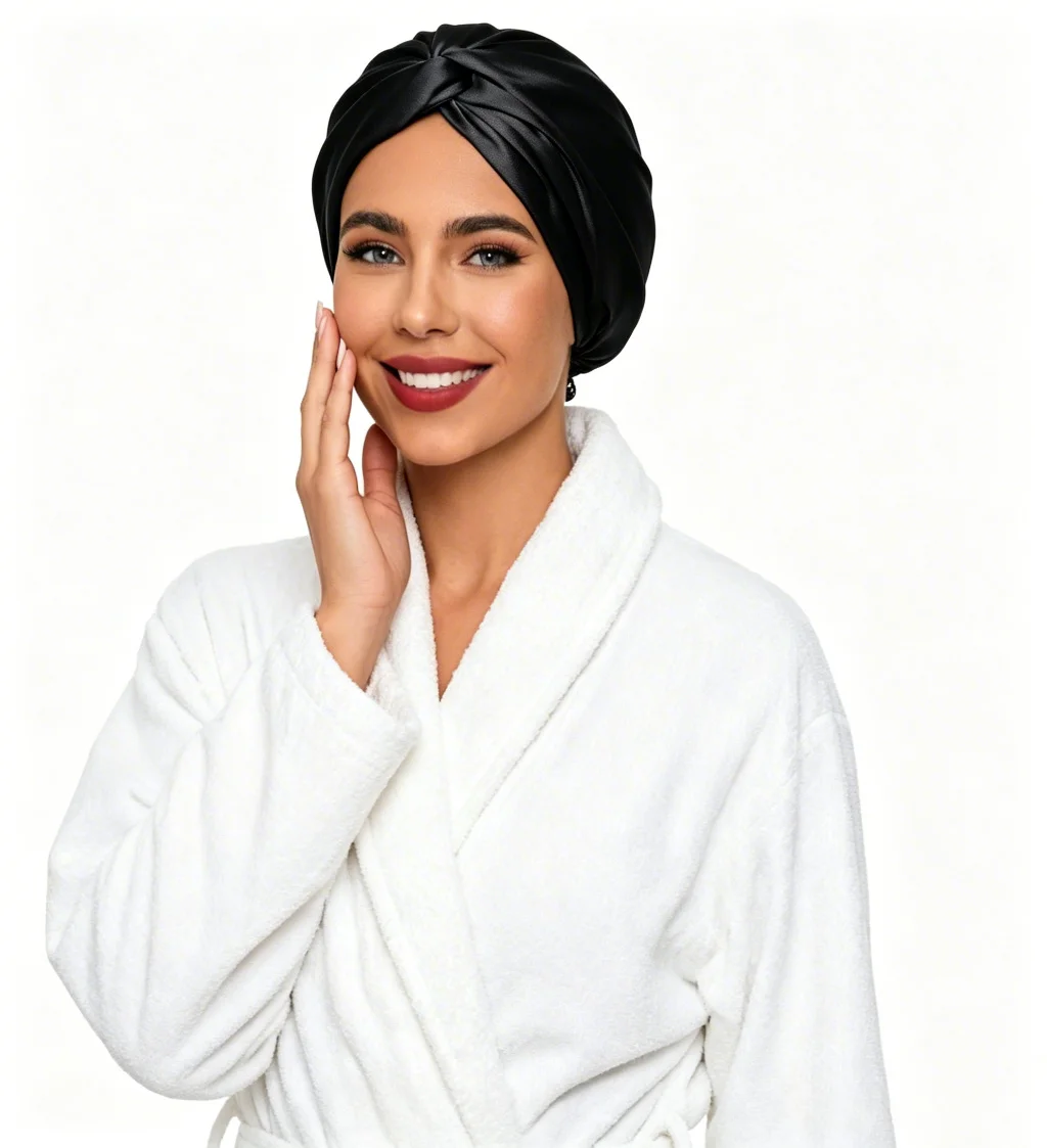 Adjustable Silk Satin Hair Bonnet for Sleeping Women, Double Layer, Silk Hair Wrap for Sleeping Women Men, Curly Natural Braid S