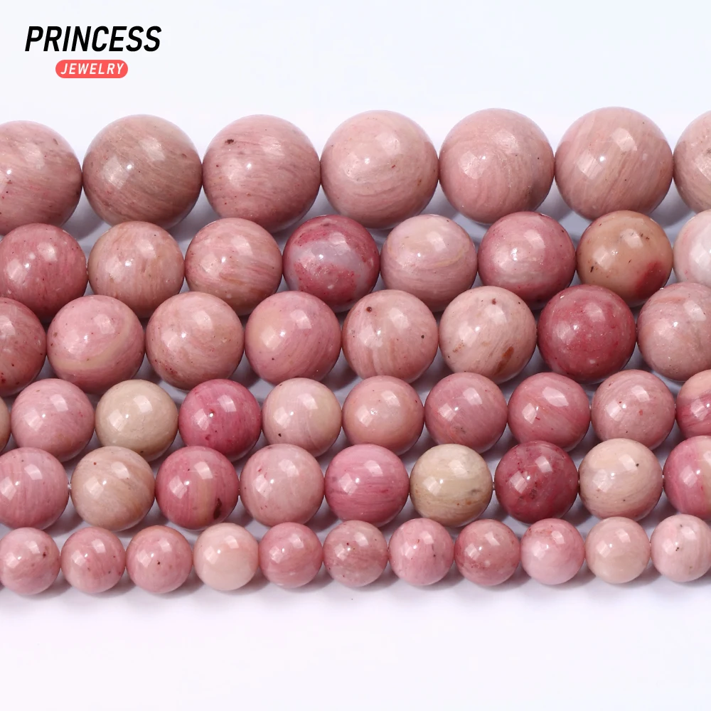 A + manik-manik longgar Rhodonite mawar alami untuk Kalung Gelang pembuatan perhiasan aksesori DIY 4 6 8 10 12mm grosir