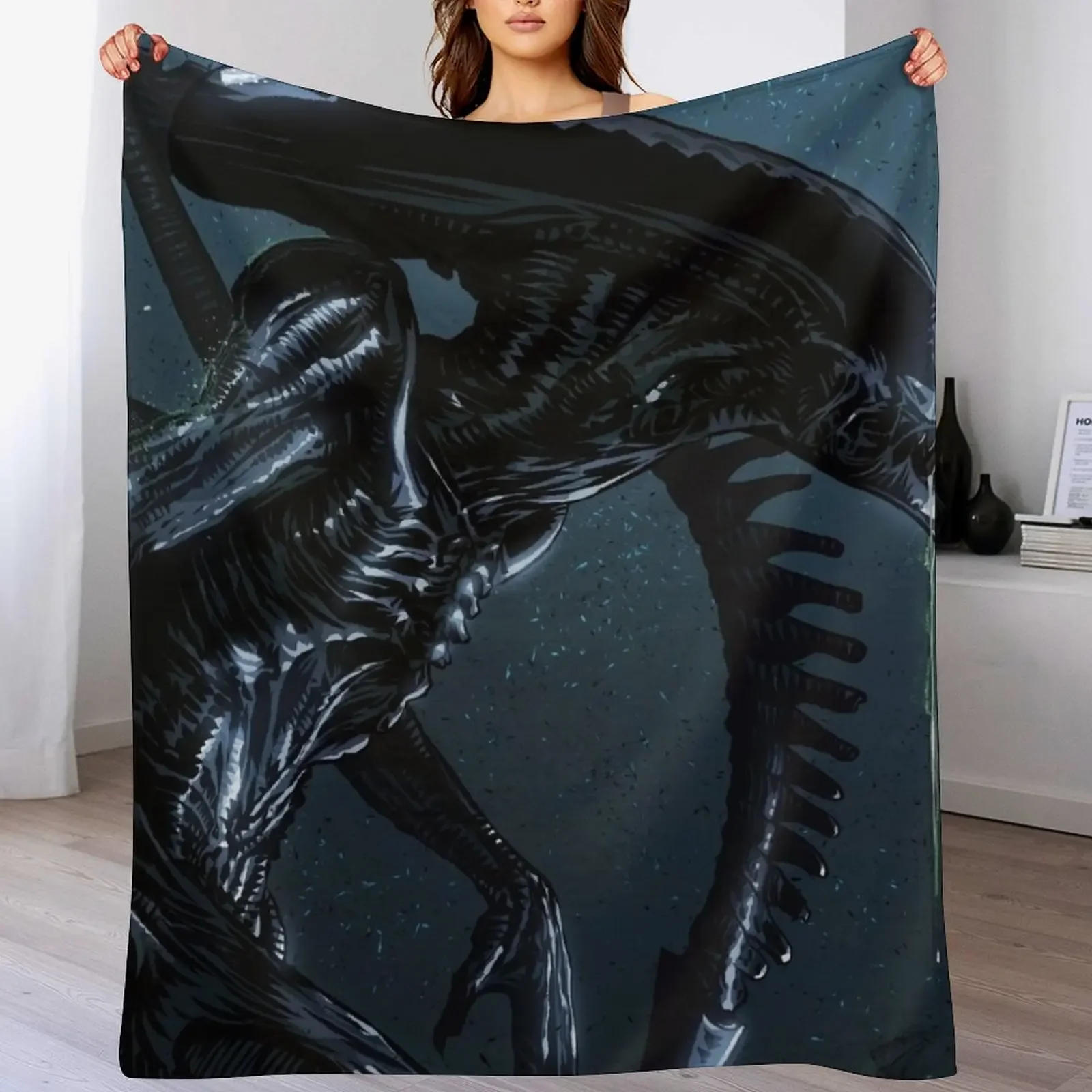 Xenomorph Alien Throw Blanket Cozy Light Blanket for Travel Camping Picnic