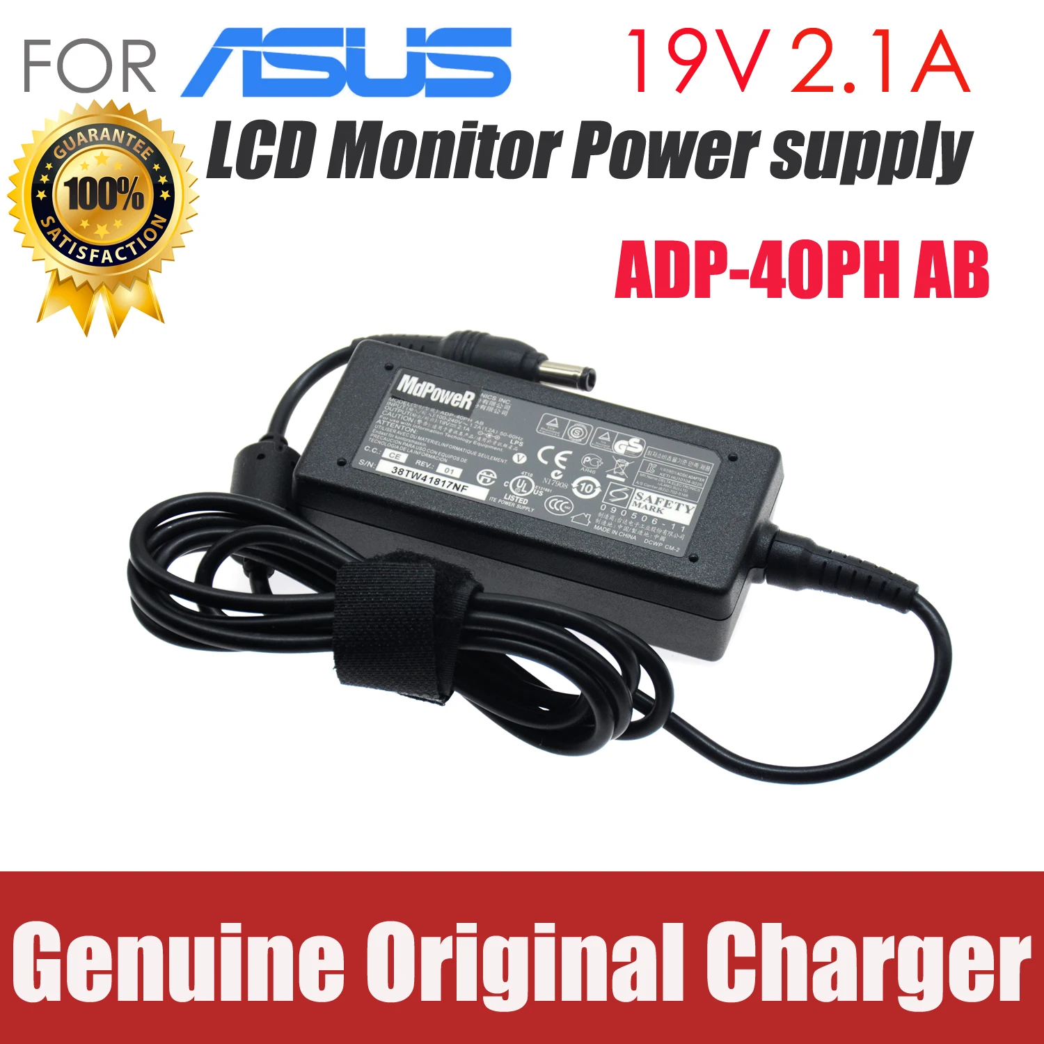 

original FOR delta 19V 2.1A FOR ASUS LCD monitor AC adapter Power supply ML239H MS202D VX229N-W VX238 VC239N MS246H ADP-40PH AB